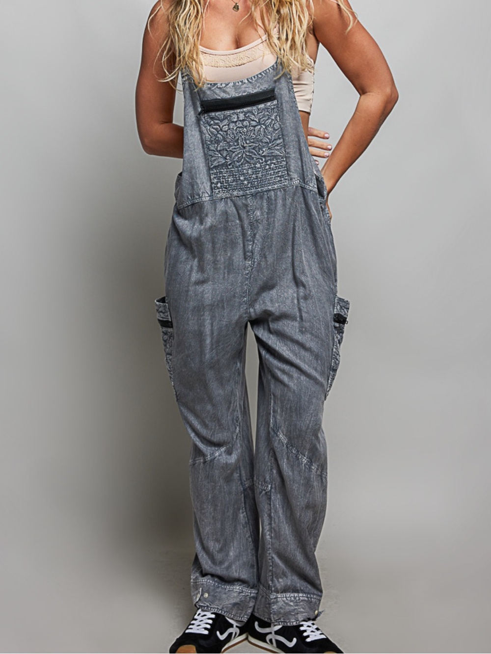 💕Coming soon! POL Women’s Gray Denim Overalls - Casual Relaxed Fit